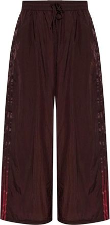 Yohji Yamamoto Gradient 3-Stripes Nylon Wijde Broek - Dames - Wijde Broeken - Bruin - L - Nylon - Broeken