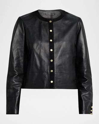 Vince Leather Boxy Crop Jacket