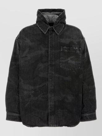 Balenciaga denim jacket long sleeves collared neck camouflage