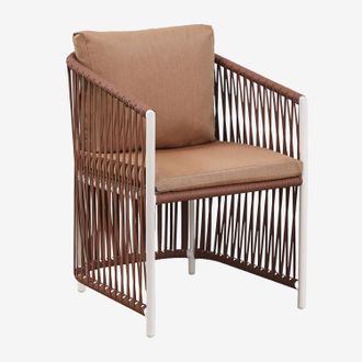 Sklum Sklum - Pack De 4 Sillas De Comedor Con Reposabrazos En Aluminio Y Cuerda Trenzada Sophie