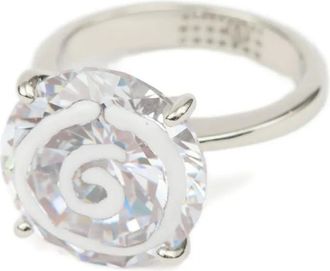 Maison Margiela Anello con cristalli - Argento