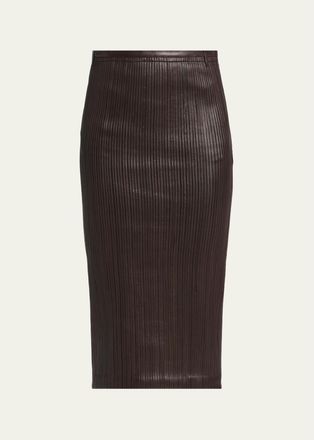 Tom Ford Fluted Leather Midi Skirt