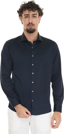 Gran Sasso Lange mouwen katoenen overhemd Franse hals - Heren - Casual Overhemden - Blauw - M - Katoen - Overhemden