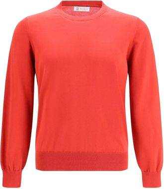 Brunello Cucinelli Mens Sweater Cotton Strawberry-Mist Strawberry/mist