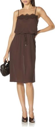 AFRM Tabitha Lace Trim Midi Dress in Espresso at Nordstrom, Size X-Small