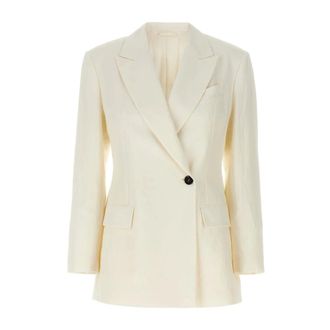 Brunello Cucinelli Natural Double-Breasted Viscose Jacket - female - Brunello Cucinelli - Blazers - Beige - XS - Jackets