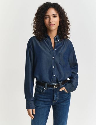 GANT Women Relaxed Fit Indigo Shirt (34) DARK BLUE ARCHIVE