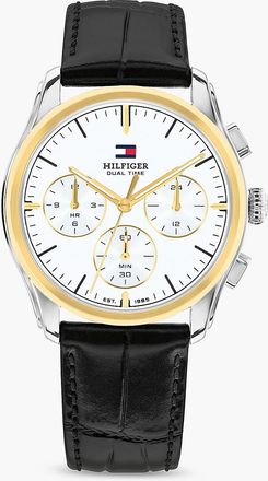 Tommy Hilfiger Mens 38MM Leather Strap Dual-Time NYC Watch - White