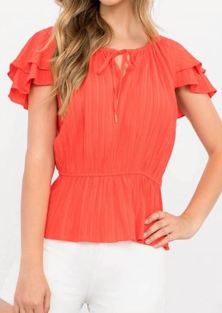 THML Clothing Tiered Sleeve Blouse In Coral