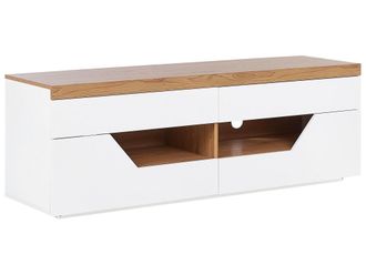 Beliani Mueble tv marr&oacute;n blanco