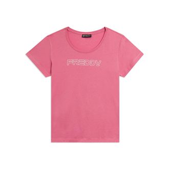 Freddy T-shirt Manica Corta con Logo FREDDY in Outline Glitter