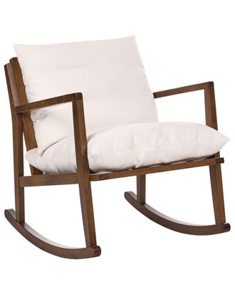 Beliani Mecedora madera marr&oacute;n beige claro