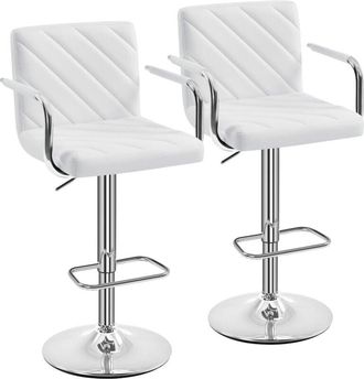 Yaheetech Yaheetech Set 2 Sgabelli da Bar Alti Cucina in Similpelle con Braccioli e Schienale, Moderni Design Altezza Regolabile e Poggiapiedi Girevole a 360&deg;