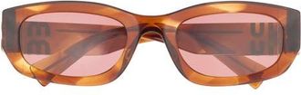 Miu Miu 53mm Irregular Sunglasses in Striped Tobacco /Dark Violet at Nordstrom