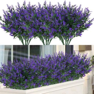 OEM Arbusto Artificial De Lavanda Para Exteriores Zukuco, Con 16 Ramos, Resistente A Los Rayos Uv, Para Decoraci&oacute;n De Interiores Y Exteriores, Con Follaje