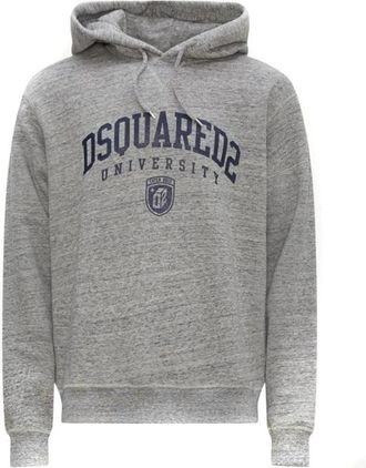 Dsquared2 Stijlvolle Hoodie - Heren - Hoodies - Grijs - 2XL - Katoen - Hoodies & sweatvesten