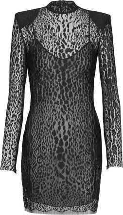 Balmain Abito leopardato - Nero