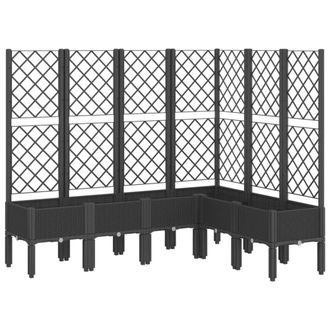 Berkfield Home Garden Planter with Trellis Black 160x120x142 cm PP | Size: 160 x 120 x 142 cm