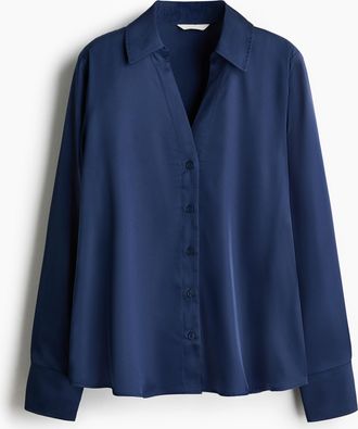 H&M Bluse mit V-Ausschnitt - Blue