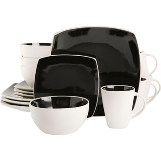 Gibson Home 16 Piece Stoneware Dinnerware Set in Black at Nordstrom