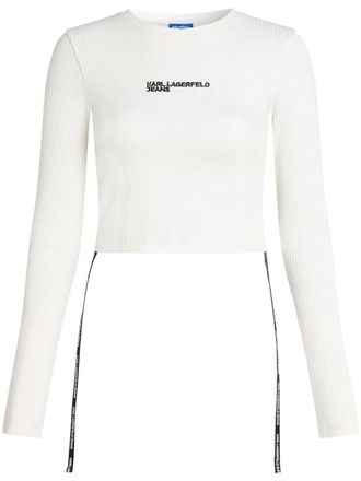 Karl Lagerfeld long-sleeved ribbed T-shirt - women - Elastane/Viscose - L - White