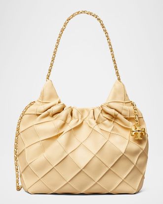 Tory Burch Fleming Mini Quilted Leather Hobo Bag