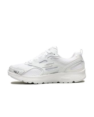 Skechers Mens Go Run Consistent Sneaker, White White Leather Synthetic Silver Textile WSL, 2 UK