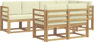 vidaXL Conjunto De Sof&aacute;s De Exterior 7 Uds. Blanco Y Crema Poli&eacute;ster Vidaxl