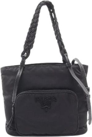 Prada Pre-owned Tessuto+Passama Nylon 2way Handbag - Dames - Vintage Shopper - Zwart - ONE Size - Nylon - Vintage