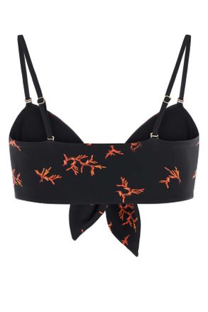 Fendi Womens Printed Stretch Nylon Bikini Top Black+marsala Costumi Da Bagno