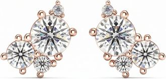 Pompeii3 G/VS 2.50Ct Diamond Studs Bouquet Earrings 14k Gold Lab Grown 11.5mm