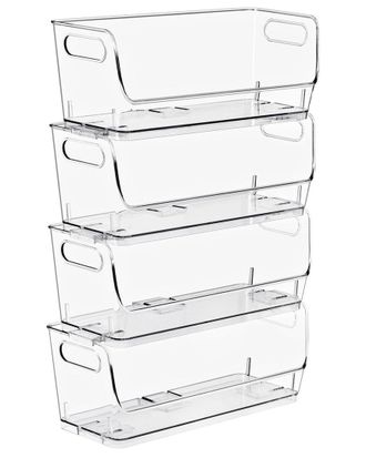 Sorbus Stackable Small Narrow Storage Bins - 4-Pack