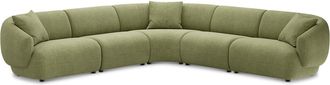 Castlery Auburn Extended L-Shape Sectional Sofa Customized, (Washed Chenille) Moss, Machine Washable, Modular for Sofas, Green, Castlery
