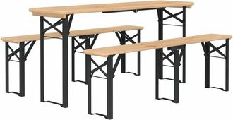 vidaXL Mesa Y Bancos Plegables De Bar 3 Piezas Madera Maciza De Abeto Vidaxl