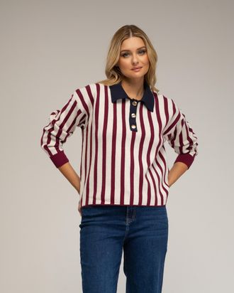 Tantra Gestreept polo-achtig gebreid sweater