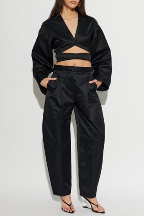 Alaia Pleated Trousers, Womens, Black