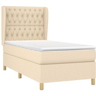 vidaXL Vidaxl - Cama Box Spring Con Colch&oacute;n Tela Color Crema 90x200 Cm