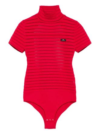 Elisabetta Franchi Opengebreide body met hoge hals - Rood