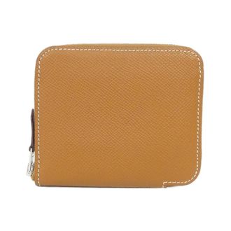 Herm&egrave;s Gold Cassis Vert Epsom Leather Silk Wallet (Bi-Fold) (Pre-Owned)