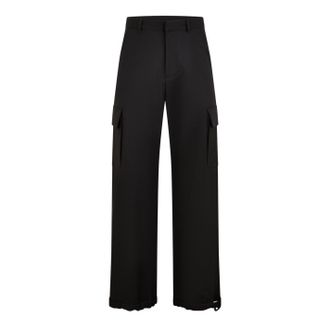 Off-white Off White Unisex cargobroek met wijde pijpen voor volwassenen (Zwart)