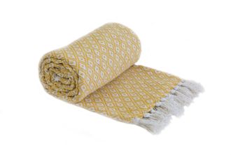 Emma Barclay Casablanca - Scandi Woven Recycled Ochre Cotton Chair Sofa Setee Bed Throw Over Blanket - 90x100 (228x254cm) - Emma Barclay | TJ Hughes