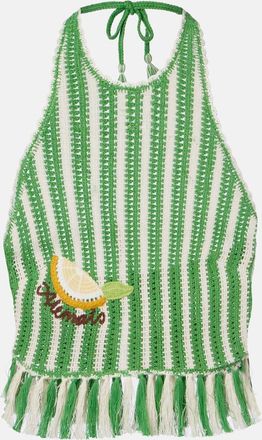 Alemais Al&eacute;mais Top cropped Sundae in cotone con ricamo