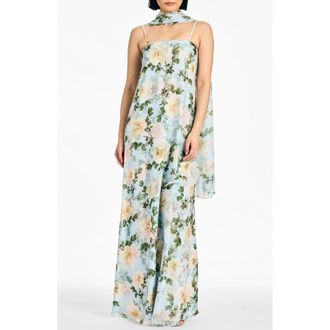 Sachin & Babi Emmy Embellished Scarf in Cloud Blue Peony at Nordstrom