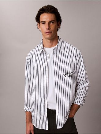 Calvin Klein Jeans Calvin Klein Mens Graphic Relaxed Button-Down Shirt - Multi - 2XL