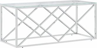 vidaXL Mesa de centro acero inoxidable y vidrio 110x45x45 cm vidaXL