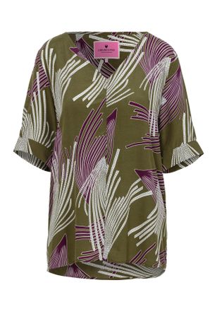 Lieblingsst&uuml;ck Schlupfbluse LIEBLINGSST&Uuml;CK EvrenL, Damen, Gr. 34, gr&uuml;n (khaki), Web, Obermaterial: 100% Viskose, bedruckt, Basic, V-Ausschnitt, weit Manschette mit S