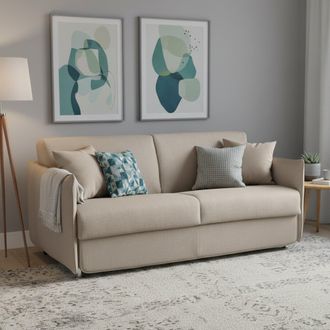 Dmora Sof&aacute; Cama 3 Plazas Gravere, Desenfundable, Con Almacenaje Hecho En Italia, Lavable, 200x95 Cm Beige