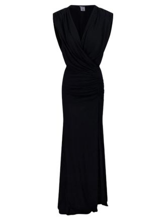 Amazu&igrave;n Maxi Dress With Draped Bodice And High Side Slit