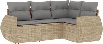 vidaXL Juego De Sof&aacute;s Jard&iacute;n Con Cojines 4 Pzas Rat&aacute;n Sint&eacute;tico Beige Vidaxl