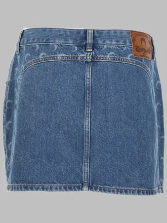 Marine Serre Denim Cotton Miniskirt - Blue